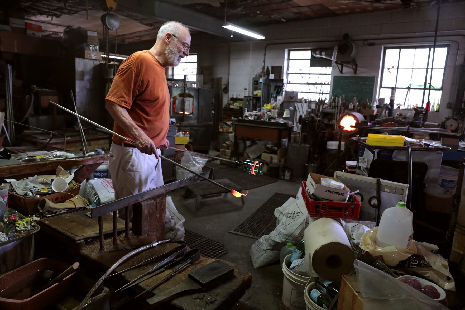 Glass blower has one hot job